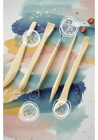 Plastik Ebeşuar Modelleme Seti 5 Li 1 Paket Plastik Kil Seramik Oyma Modelleme Modelaj Seti Heykel Oyma