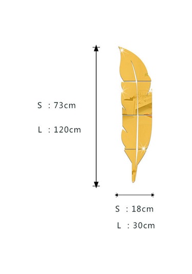 Jeehugo Altın 3d Kanat Şekilli Akrilik Ayna Duvar Sticker - 120x30cm, Kolay Kurulum, Çeşitli Mekanlar İçin Dekor, Korumalı Filmi Var Altın
