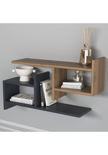 Hisar Plus Duvar Rafı Antrasit Ceviz