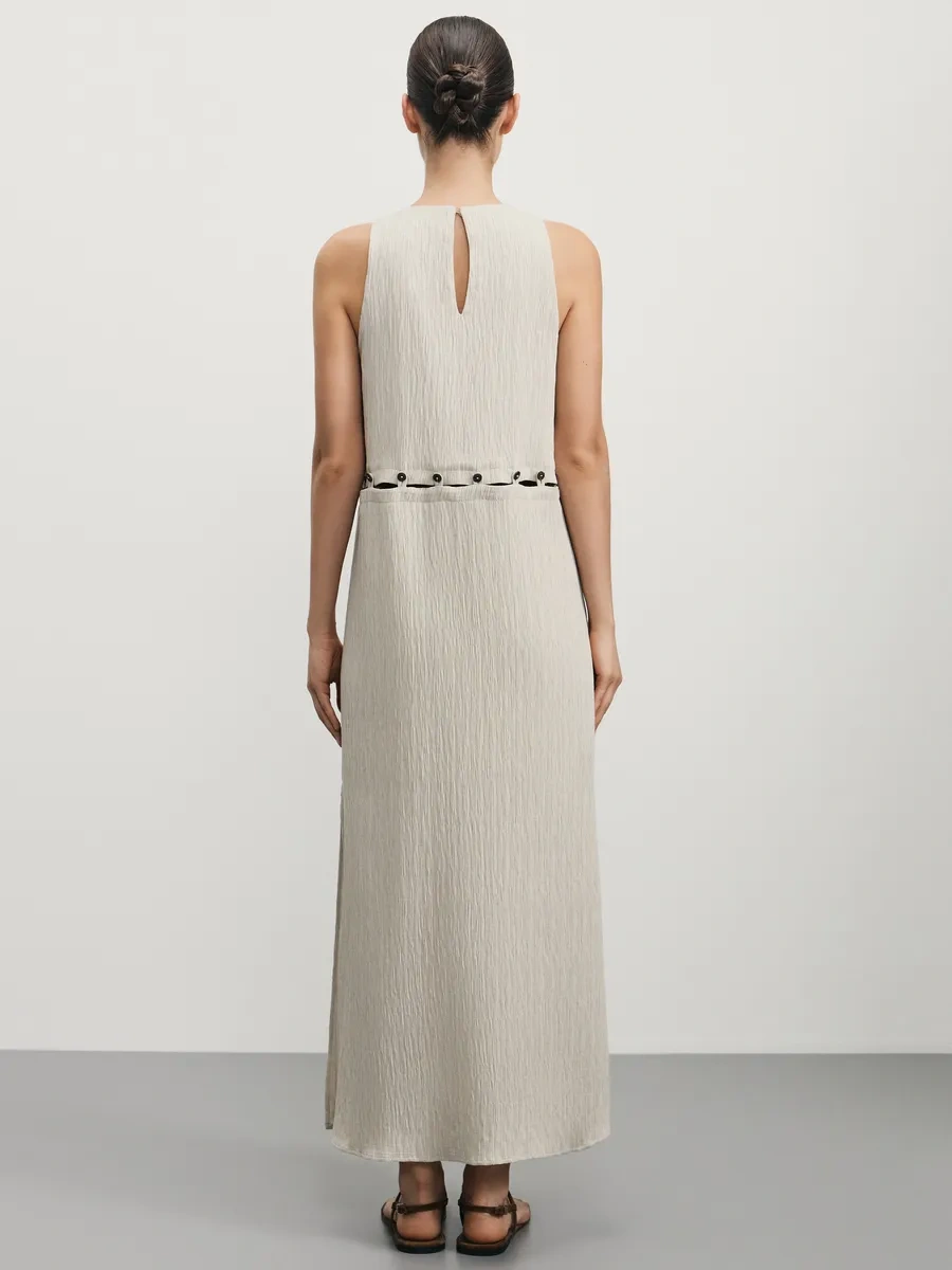 Zarına Viskozdan Yapılmış Yazlık Midi Elbis 431972124 Bej