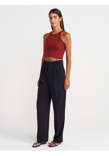 Dilvin 21104 Fitilli Crop Top-açık Bordo Açık Bordo