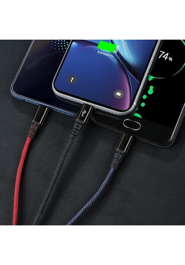 Mcdodo CA-6220 3in1 Lightning+Micro USB+Type-C Çoklu Şarj Kablosu 2.4A 1.2 M Siyah