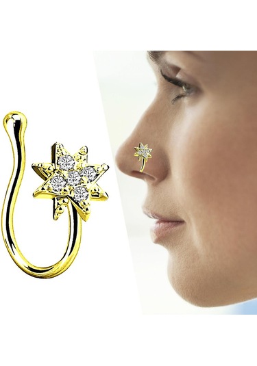 Homyl Sahte Burun Halkaları 18g Dudak Kulak Septum Altın