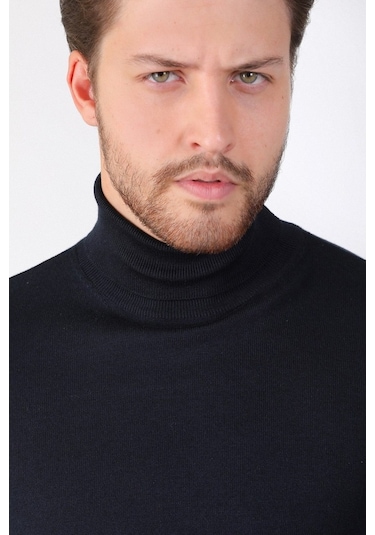 Ferraro Lacivert Balıkçı Yaka Pamuk Kazak Lacivert