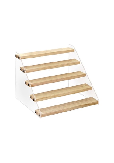 Pleksi Ahşap Merdiven Stant - 4 Katlı