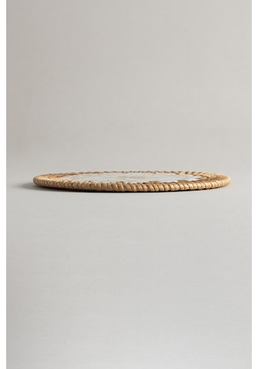 Meander Doğal Rattan El Yapımı Çerçeveli 16 Cm. Turuncu Çiçek Des Naturel