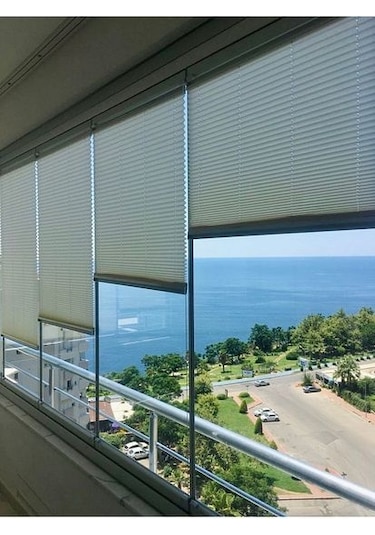 Açık Gri 09-14 Plise Perde - Katlanır Cam Balkon Perdesi Açıkgri