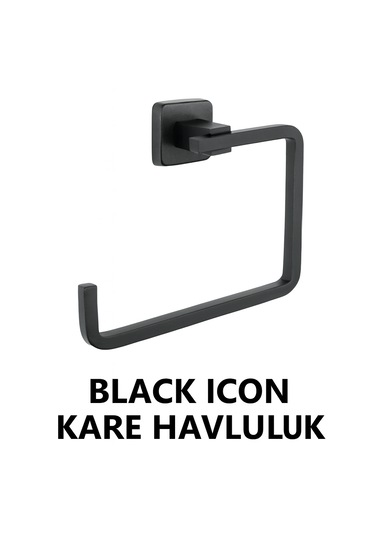 Black İcon Kare Havluluk Siyah