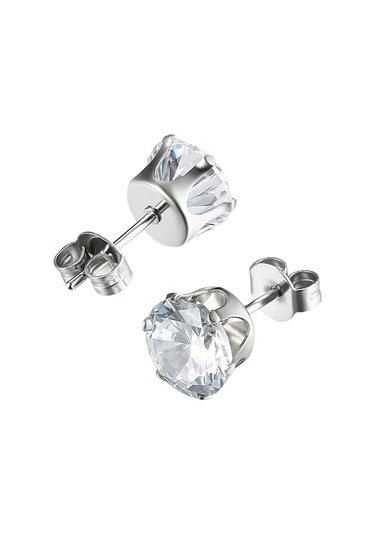 Chavin Gri Çelik 6 Takım Taşlı Bayan Erkek Küpe ai09-t Gümüş