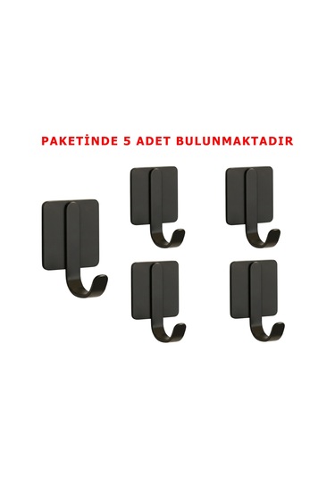 Ardini Kendinden Yapışkanlı Askılık Mat Siyah 03 Pakette 5 Adet Çok Renkli