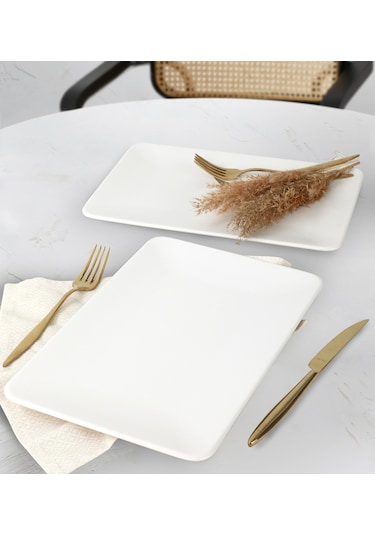 Keramika Mat Beyaz Siera Kayık Tabak 31 Cm 2 Adet