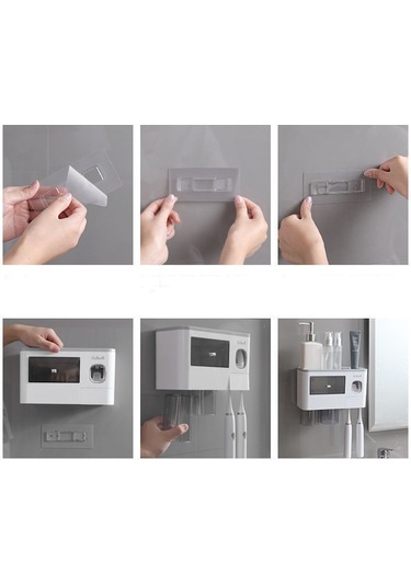 Geeksen Siyah 3'lü Gerektirmeyen Diş Fırçası Askısı - Black Su Geçirmez Braketli Duvar Askılığı Diğer