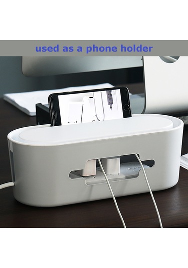 Lemestar Abs Kablolu Organizer Kutusu: Elektrik Prizi, Bilgisayar/tv Kablolarını Gizle, Ev/ofis Masaüstü Düzenleyici Gri Kutusu, Beyaz Kapak