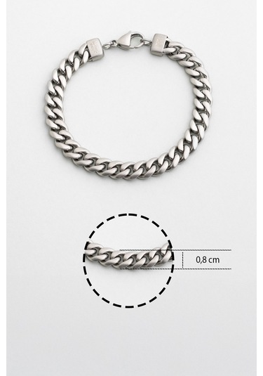 Klasik Stil Erkek Çelik Bileklik Gri