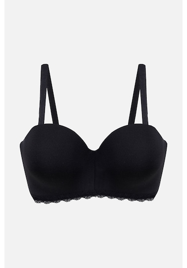 Kadın Dolgusuz Mikro Straplez Sütyen 80516 Siyah Siyah