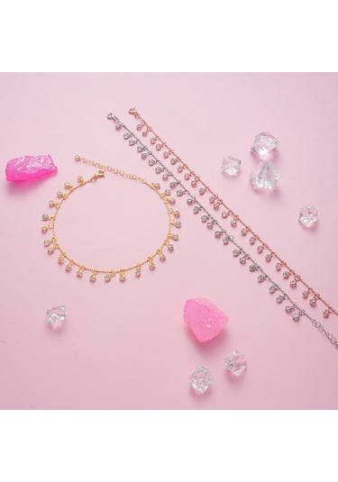 925 Ayar Gümüş Sallantılı Zirkon Taşlı Hal Hal Altın