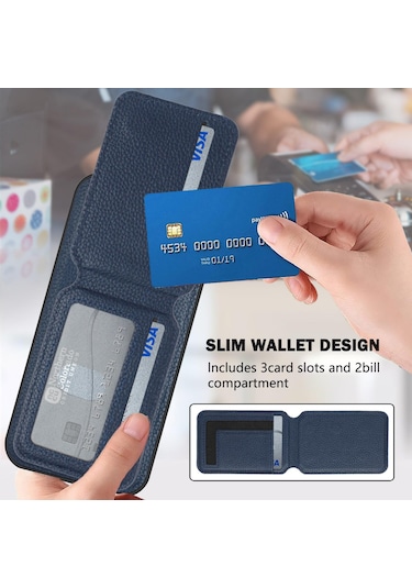 Redmi Note 13 4g Cx01 Çıkarılabilir Magsafe Manyetik Kart Çantası Telefon Kılıfı Koyu Mavi