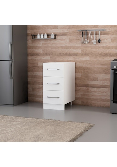 Minar Mutfak Alt Modül 3ç Nray 40cm Dolap Beyaz - B1