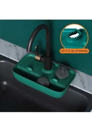 Besthome1 Silikon Lavabo Düzenleyici Seti - Su Sıçramayı Önleyen Pratik Aksesuar Yeşil Yeşil