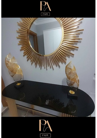 Gold H 2'li Ofis Metal Aksesuar Biblo Ev Salon Dekorasyon Obje