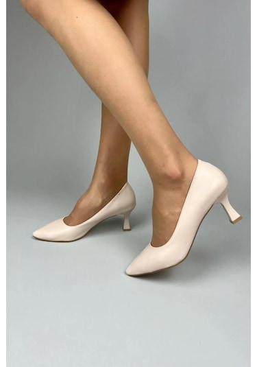 Kadın Sity Krem Cilt 6 Cm İnce Topuklu Stiletto-krem Cilt