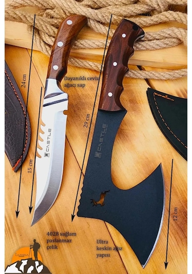 Ceviz Sap Outdoor Balta Kamp Bıçağı Çakısı Kılıflı Kmp-015 Kahverengi