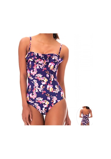 Sunsurf Kadın Mayo Çiçek Desen Mor