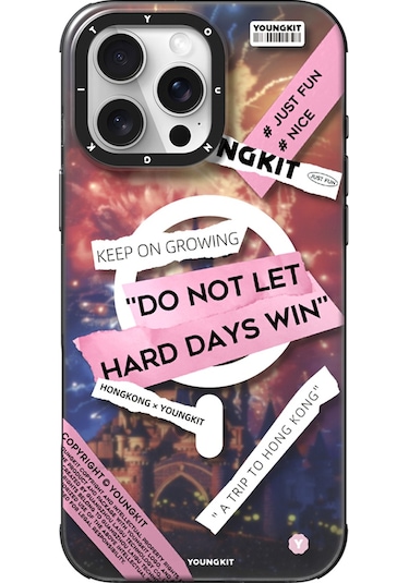 İphone 15 Pro Max Uyumlu Kılıf Magsafe Şarj Özellikli Youngkit A-city Serisi Kapak Pembe