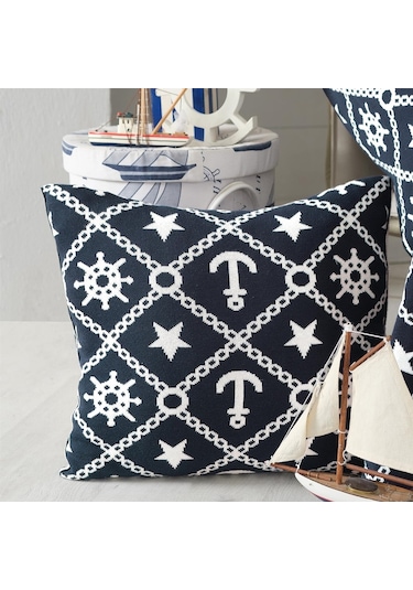 Marin Desen Triko Kırlent Kılıfı (507001515) 45X45