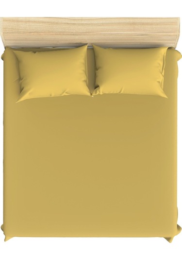 Maki Pamuklu Hardal 160X200+2x(50X70) Çift Kişilik Lastikli Çarşa