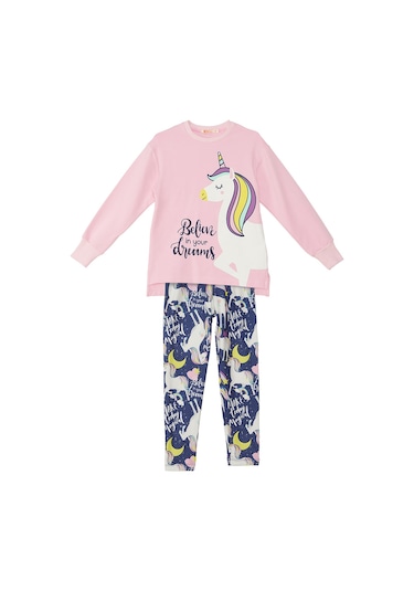 Denokids Mshb&g Unicorn Kız Çocuk Sweatshirt Tayt Takım Gülkurusu
