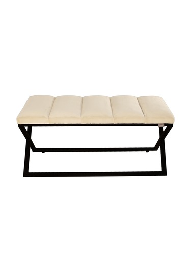 Varcera Black- Krem Dilimli Model Puf & Bench & Koltuk & Oturma Bankı & Yatak Odası Önü