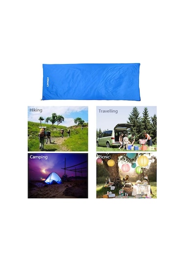 Lixada 190 75cm Açık Zarf Uyku Tulumu Kamp Seyahat Mavi