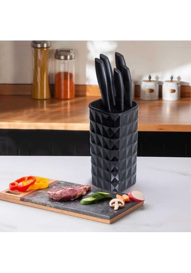 Cooker 6 Parça Standlı Prizma Bıçak Seti Siyah CKR2870
