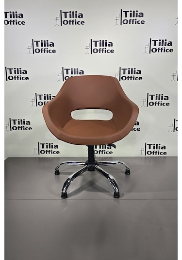 Monaco Çalışma Kesim Kuaför Koltuğu Yonca Sabit Krom Ayak Kahverengi