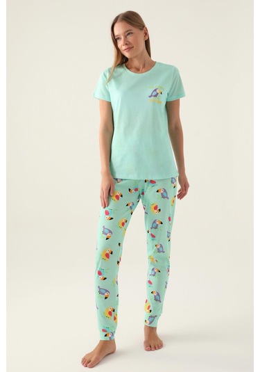 Roly Poly 3403 Callım Kadın Kısa Kol Pijama Takımı Nil