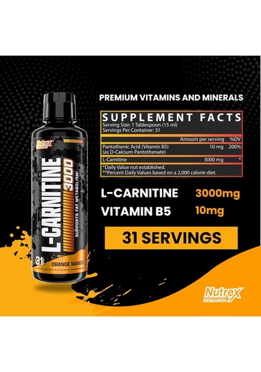 Nutrex Research Liquid Carnitine Karnitin Termojenik Fat Burner 3 - 1 L
