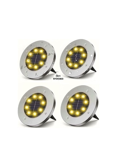 Çim Zemin Bahçe Aydınlatması-8 Led'li Solar Aydınlatma 2 Adet