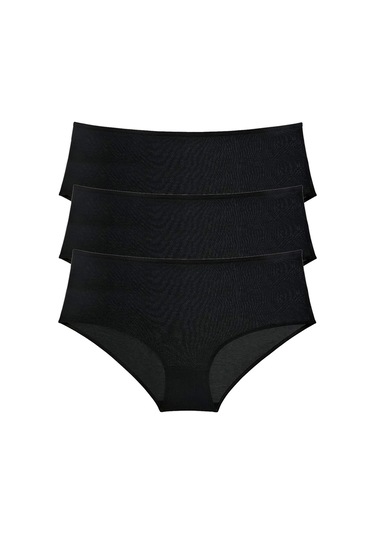 Biçomi 3 Adet Kadın Yüksek Bel Bato Külot Siyah Çok Renkli