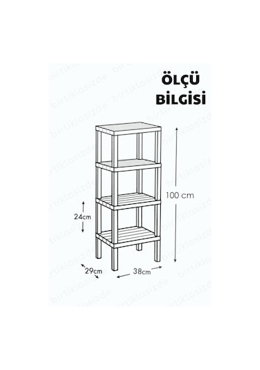 Ombeg Dekoratif 4 Katlı Plastik Çok Amaçlı Banyo Düzenleyici Saksılık Kitaplık Antrasit Gri