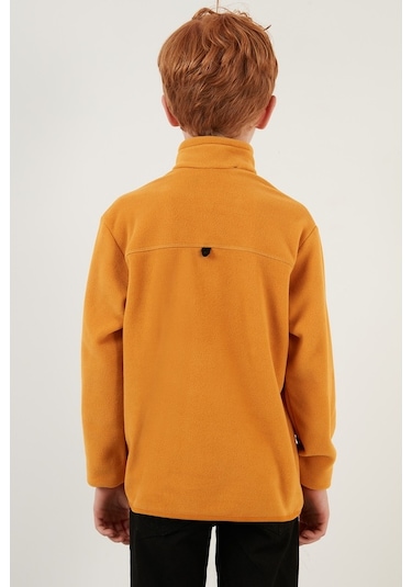 Lela Yumuşak Dokulu Fermuarlı Dik Yaka Şardonlu Kışlık Unisex Çocuk Polar 5905002 Hardal