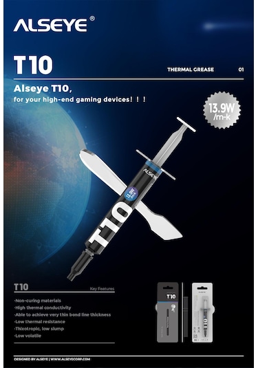 Alseye T10 Platinum 2-gr -13-9w /m-k-iletkenlik Termal-macun