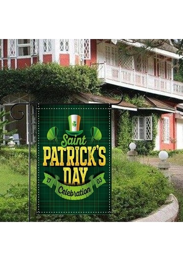 Lijinxu St Patricks Günü Bahçe Bayrağı Yeşil Şapka Stil-a