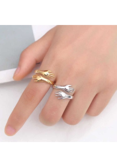 Casera's Gümüş Gold Sarılan Eller Yüzük Csr2183225 Gümüş