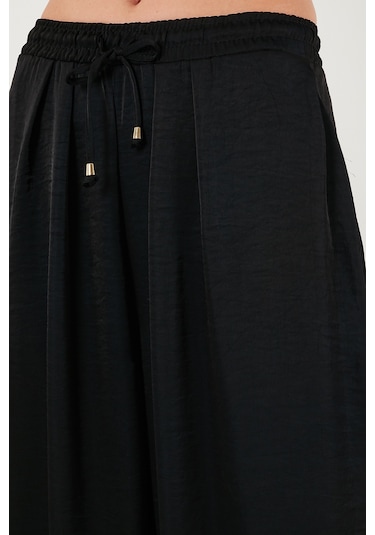 Lela Oversize Bağlamalı Balon Paça Saten Şalvar Bayan Pantolon 68351199 Siyah