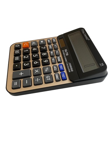 14 Haneli Profesyonel Hesap Makinesi Muhasebe İşyeri Hesap Makinesi Solar&pilli Siyah