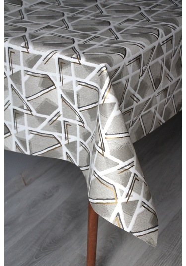 Elyaf Silinebilir Pvc Muşamba Masa Örtüsü 1242-1 Parlakminiçizgi Altın