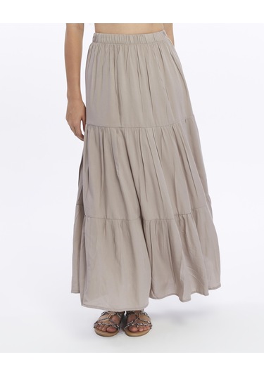 Nora Uzun Etek-3228 Vizon