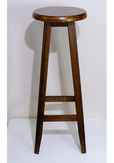 El Yapımı Doğal Ahşap Yuvarlak Tabure 80 Cm Şık Ve Dayanıklı Ceviz