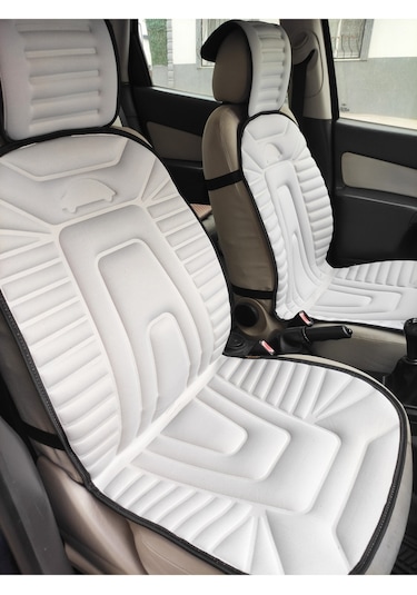 2,li Oto Koltuk Kılıfı Minder Alkantra Kumaş Gri Renk Slikon Direksiyon Kılıfı